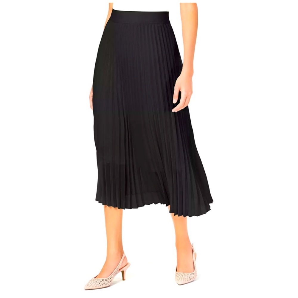 Alfani Black Pleated Midi Skirt